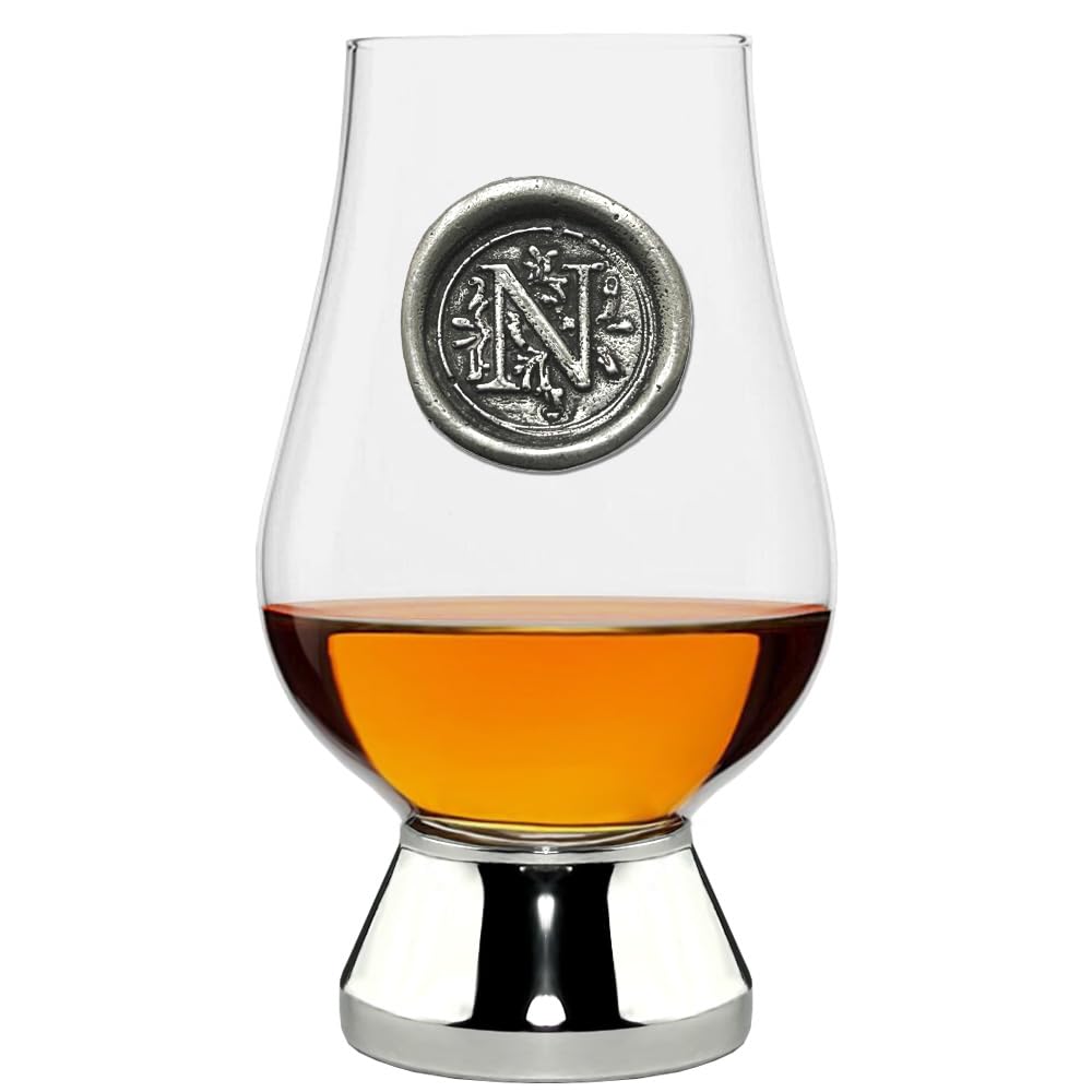 English Pewter Company Glencairn Personalised Whisky Glass with Monogram Initial - Unique Gifts for Men - with Your Choice of Initial 200ml [WGP214] (N)