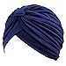 Navy Blue Polyester Turban Head Wrap Sun Cap