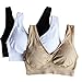 Cabales Women's 3-Pack Seamless Wireless Sports Bra with Removable Pads, Black/White/Nude, XX-Large