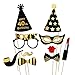 Unomor 40th Birthday Photo Booth Props (42Pcs) for Gold and Black Birthday Party Supplies, 40th Birthday Decorations Supplies for Men and Women