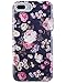 Dimaka iPhone 7 Plus Case for Girls, Cute Floral Flower Rose Design, 2 Layer Parts Hybrid Shockproof Drop Proof 360 Full Cover for iPhone 7 Plus and iPhone 8 Plus (Black Peony)
