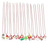 San Tokra 12 Pcs Christmas Holiday Flashing Light Necklaces, Christmas Tree Snowman LED Pendant Necklace