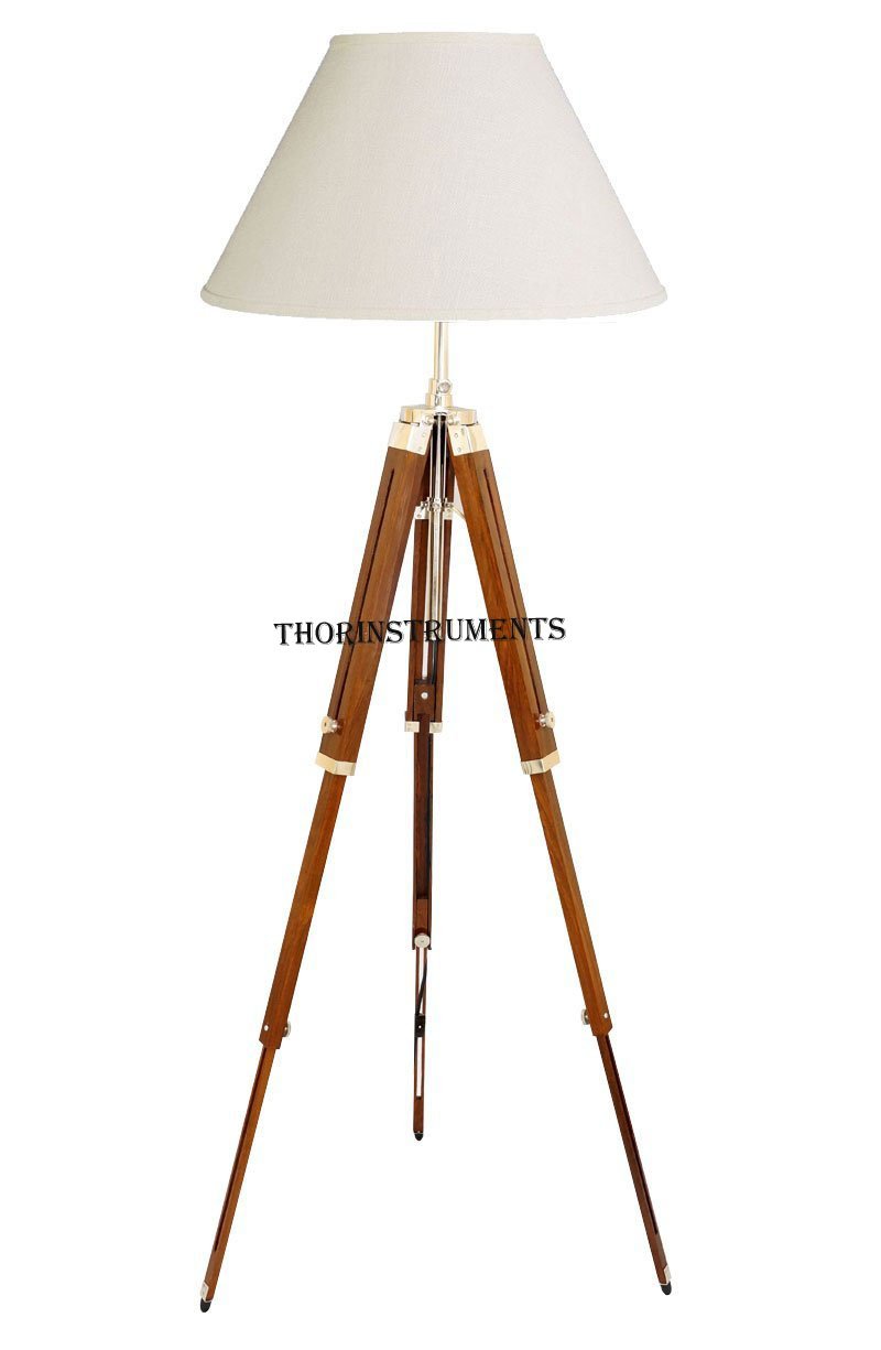 Photo 1 of Thor Classical Designer Marine Tripod Floor Lamp Retro Vintage Wooden Tripod Lamp (Lamp Shade is not Included) Rustic Vintage Home Decor Gifts