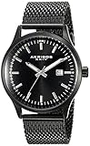 Akribos XXIV Men's AK901BK  Round Black Radiant Sunburst Dial Three Hand Quartz Movement Bracelet Watch