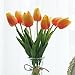 Montout 12PCS/Set PU Stunning Holland Tulip Flower Real Touch Artificial Silk Flowers Arrangement Bouquet Home Room Office Wedding Party Decor (Orange)