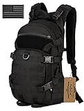 ArcEnCiel 25L Tactical Motorcycle Cycling Backpack Military Molle Pack Helmet Holder with Patch - Rain Cover Included