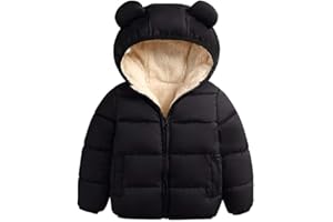 BOWANADACLES Winter Infant Kids Baby Girls Boys Hooded Snowwear with Bear Ears Toddler Outerwear Lining Coat Warm Jacket