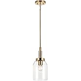 Kichler Madden 1-Light Mini Pendant with Clear Glass in Champagne Bronze, Sloped Ceiling Compatible, for Game Room, Bar, Isla