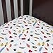NoJo Aztec Forest 100% Cotton Feather Print Crib Sheet, Navy, Orange, Yellow, Ivory