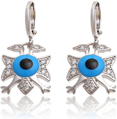 Juvel Jewelry Fashion Hot Sale Mini Blue Eye Earring With Rhodium Plated 28450