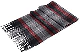 ANDORRA Women's 100% Cashmere Scarf w/ White Gift Box,Red/ Gray/ Black Plaid
