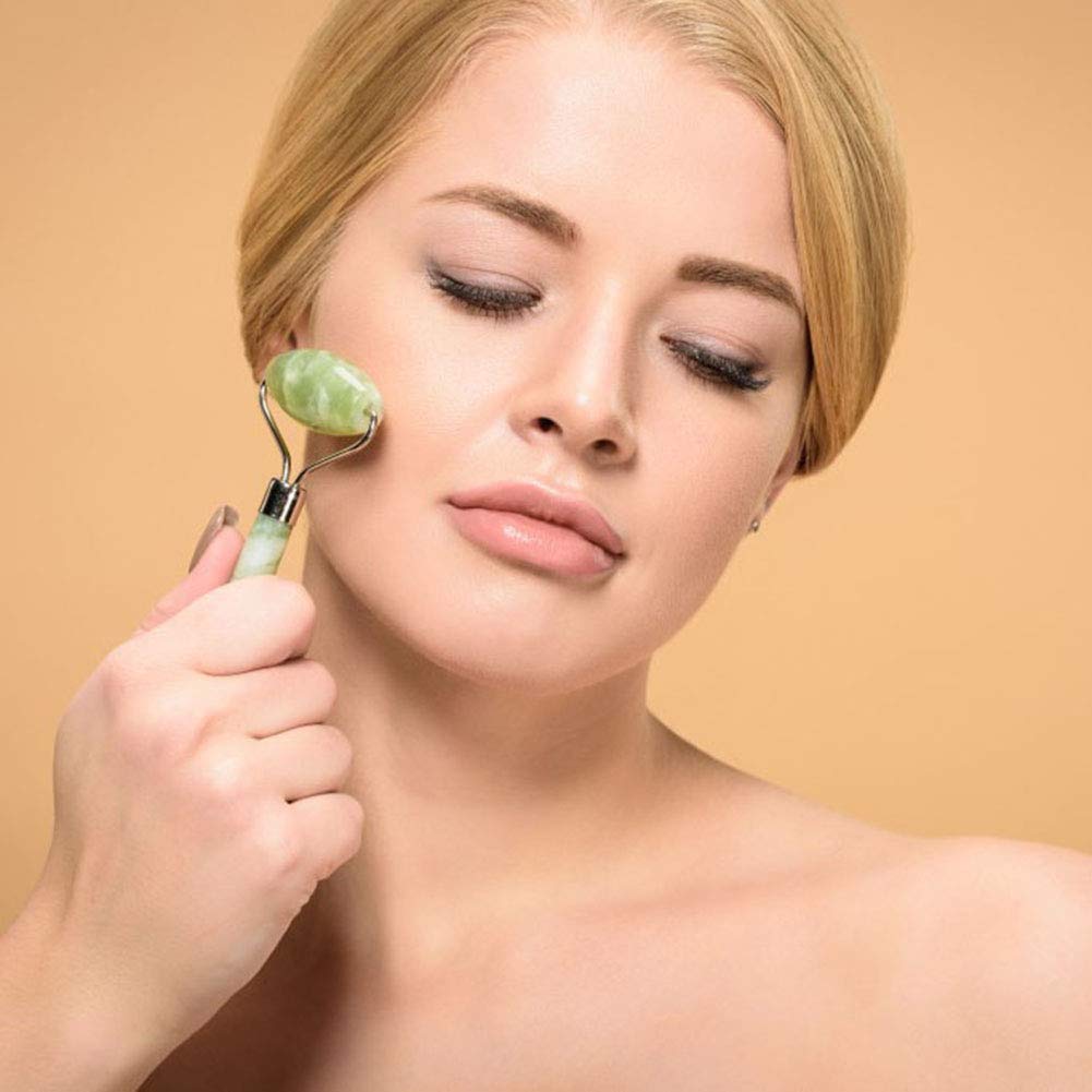 100% Natural Jade Face Roller/Anti Aging Jade Stone Massager for Face & Eye Massage - Make Your Face Skin Smoother and Looks Younger: Beauty