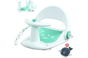 IEBABAY Baby Bath Seat for Tub Sit Up - Collapsible Infant Toddler Bathtub Seat for 6 to 18 Months, Baby Bath Shower Chair with Adjustable Backrest Support, Secure Suction Cups, Non-Slip Soft Mat, Blue