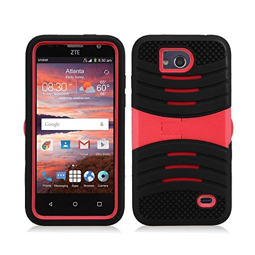 ZTE Maven Z812 (AT&T) - Black and Red Symbiosis Stormer Impact Resistant Armor Kickstand Case + Atom LED ZTE Maven Z812 (AT&T) - Black and Red Symbiosis Stormer Impact Resistant Armor Kickstand Case + Atom LED