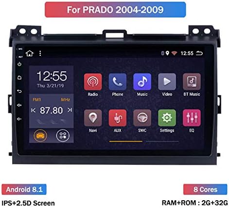 Android 8.1 Car Navigation Stereo with 9 inches Touch Screen for Toyota Cruiser Prado 120 2003-2009 Car Entertainment Multimedia Radio,WiFi/BT Tethering Internet,Support Bluetooth 64G SD &More