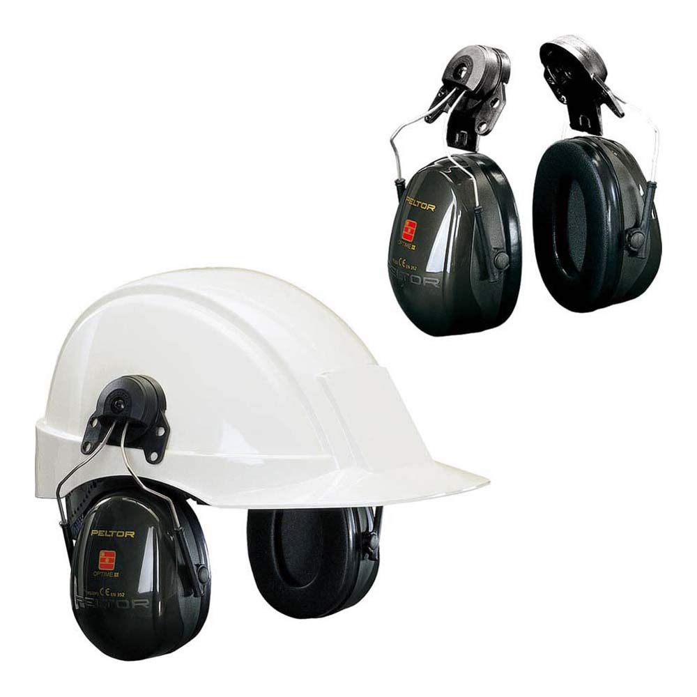 3M PELTOR Optime II Earmuffs, 30 dB, Green, Helmet Mounted, H520P3E-410-GQ-01, 7000107763