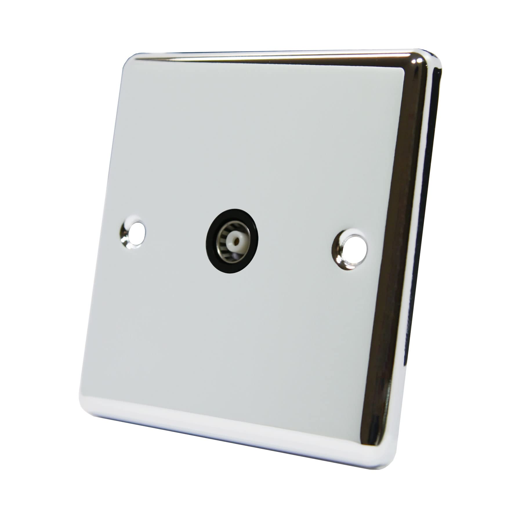 AET CPC1GTVBL 1 Gang Classical Chrome Polished TV Aerial Coaxial Female Black Insert Socket