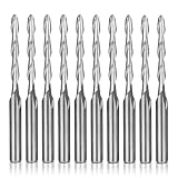 HQMaster CNC Router Bit 1/8" Shank Ball Nose End Mill 2mm Cutting Dia. 2-Flute Spiral Upcut Milling Cutter Engraving Carving Tool Set Tungsten Steel 17mm CEL, 38.5mm OAL for MDF Acrylic Wood PVC 10Pcs