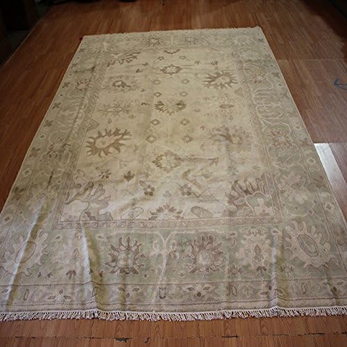8' X 10' Hand-Knotted Oushak Design Oriental Rug Beige India Rare Carpet