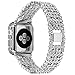 Rhinestones Bands with Diamond Face Cover for Women Men, Falandi Bling Stainless Steel Replacement Wristband for Apple Watch Series 3, Series 2, Series 1, iWatch Nike+ Sport Edition (Silver, 38mm)