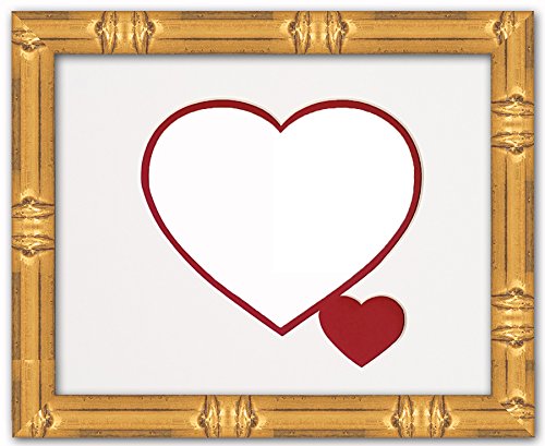 Heart and Love Gold Wood Picture Frame With Heart Double Mat For 4x6 Photo detailed image 2