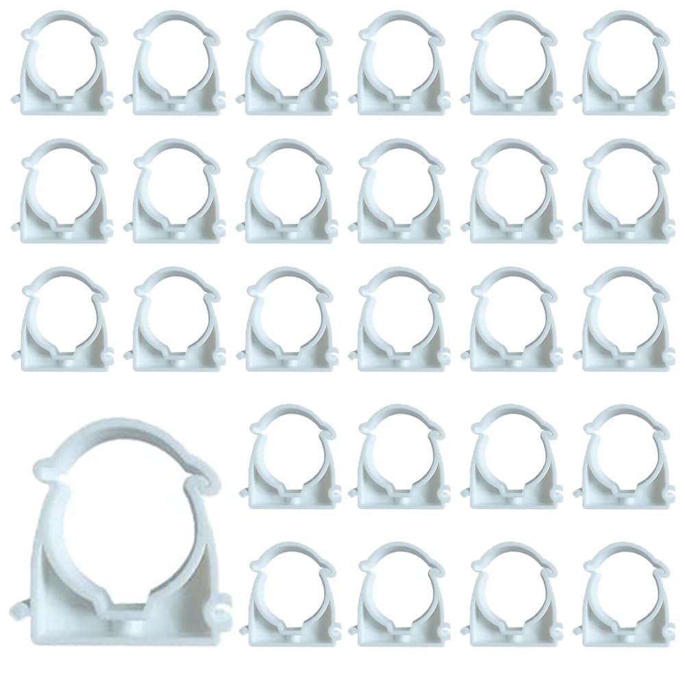 RXKFIGX 40pcs PVC Water Pipe Clamps Clips Inner Diameter 16mm Push-Fit Fittings Pipe Clips Water Pipe Fixed Clips Conduit Clips Conduit Fittings Snap Single Hinged Pipe Clamp for 16mm Pipeline Whit