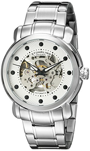 Stuhrling Original Men's 644.01 Legacy Automatic Self-Wind Skeleton Silver Watch