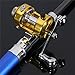 Elemart ActionEliters Portable Fishing Rod Pole and Reel Combo Set - Telescopic Pocket Fishing Pen Rod Pole + Reel Aluminum Alloy Fishing Line Soft Lures Baits Jig Hooks Firestarter Compass Whistle