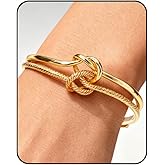 Gold Knot Cuff Bracelets for Women,Adjustable Rope Stack Non Tarnish Statement Forever Friendship Minimalist Trendy Bracelet Jewelry Gifts for Women