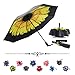 SIEPASA Umbrella Windproof, Travel Umbrella, Compact Folding Reverse Umbrella,-One button for Auto Open and Close (Yellow Daisies)