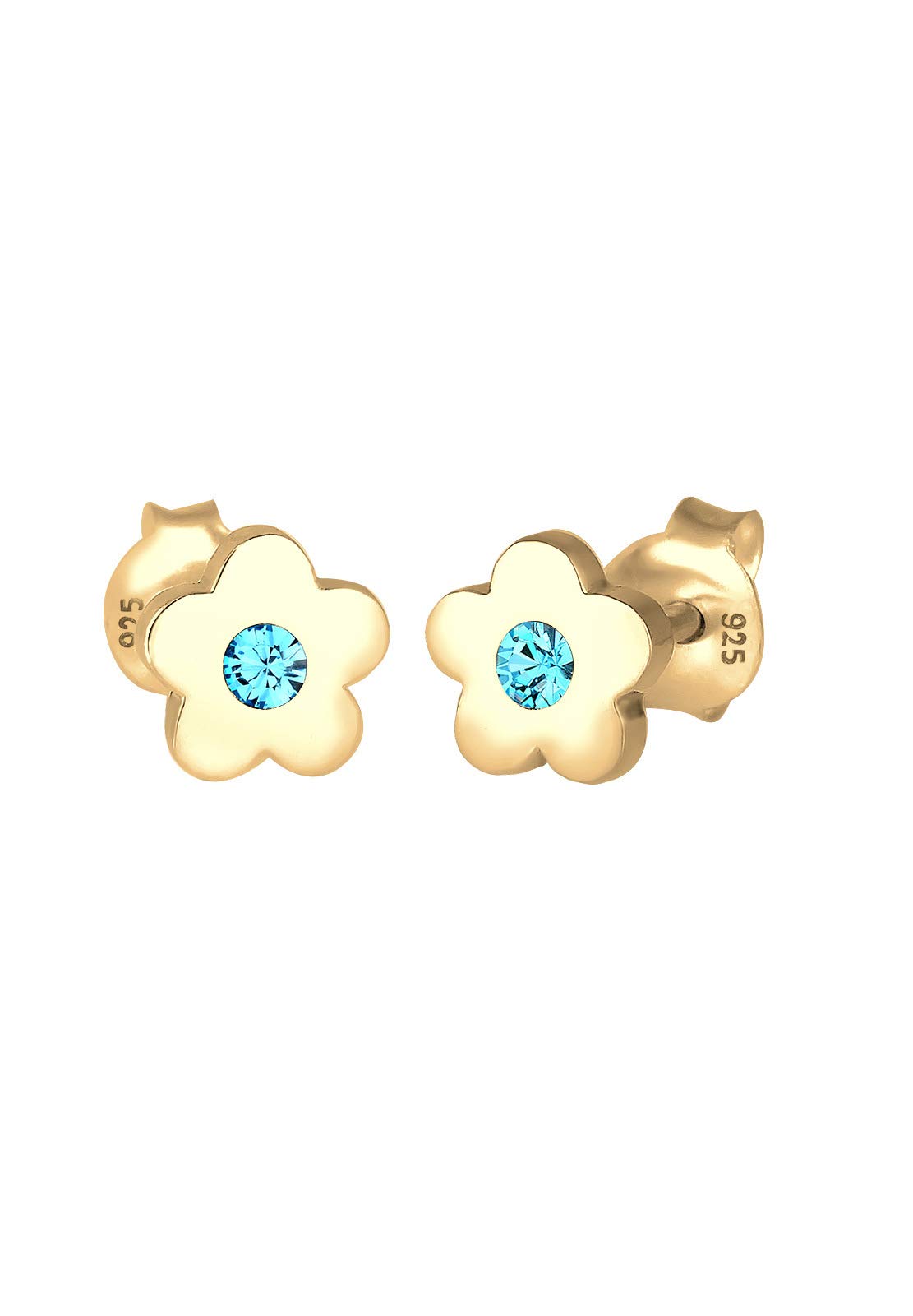 Elli Earrings Children Kids Flower Crystals 925 Sterling Silver Gold Plated