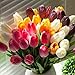 CTUER 12Pcs Artificial Tulip Real Touch Tulip Flowers Fake Silk Flowers for Vases Wedding Home Room Party Decoration (Orange)