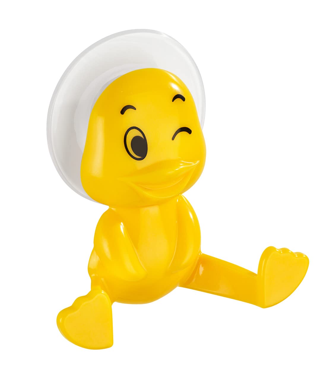 WENKO Duck Hook, Yellow, Plastic (ABS), 9.5 x 9.5 x 4 cm, 2 UK Hooks, Suction Cup Mount
