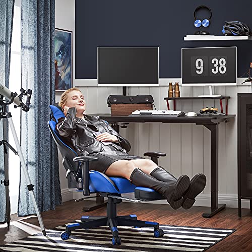 SONGMICS-Silla-Gaming-Silla-de-Oficina-Silla-Ergonomica-Reposapies-Telescopico-Apoyabrazos-Ajustables-Respaldo-Ajustable-de-90a-135-Asiento-Oscilante-Carga-de-150-kg-Negro-y-Azul-RCG016B02