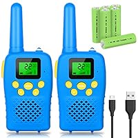 E-WOR Walkie Talkies for Kids Rechargeable, 2019 Model Best Gifts Top Toys for Boys and Girls 3-12 Year Old Kids, 4 Miles Range 22 Channels 2 Way Radios with Flashlight and LCD Screen - Gift Box