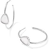 Kendra Scott Womens Margot Hoop Earrings Vintage Silver Ivory Mother Of Pearl One Size One Size