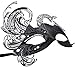 Coxeer Womens Masquerade Mask Swan Black Halloween Mask Metal Filigree Mask