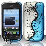ZTE SAVVY Z750C BLUE SILVER VINES COVER SNAP ON HARD CASE + FREE CAR CHARGER from [ACCESSORY ARENA]