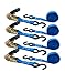 Powersports 4 Pack 15 ft Industrial Grade Ratcheting Tie Down Straps - 1500 Lb Break Strength - 500 Lbs Load Capactiy, Used for Motorcycles, Bikes,Trikes-ATV-UTV, Trailer, Truck, Construction