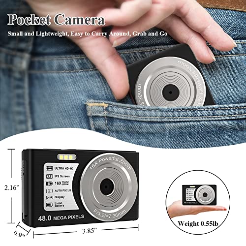 Tech 4K Digital Camera, 48MP Vlogging Camera Slim Point and