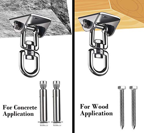 ABSOFINE Deckenhaken 450KG Kapazität 360°Drehen Premium Edelstahl Schaukelhaken Aufhängung Haken mit Verlängerungskette… – Bild 6