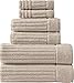 Classic Turkish Towels 6 Piece Heavy Duty Fast Drying Bath Sets Made with 100% Turkish Cotton - Includes 2 Fingertip Towels (Mist Grey)