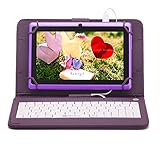 iRULU eXpro X1 7 Inch Quad Core Google Android Tablet PC, 1024x600 Resolution, Wi-Fi, Games, Dual Cameras, 8GB Nand Flash with keyboard (Purple Tablet)