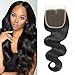 DMS Body Wave Human Hair Lace Closure 4x4 Free Part Swiss Lace Closure 12A Brazilian Virgin Hair Top (18 Inch)