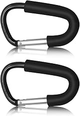 BeiLan 2Pack Large Pram Clips D Shape Carabiner Stroller Hook Holder 14cm Black view 2