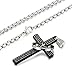 ORAZIO 3MM Stainless Steel Chain Cross Necklace for Men Women Bible Lord's Prayer Pendant 22 Inches