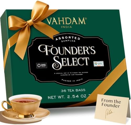 , Founder's Selection - Surtido De Té, Caja De Regalo De Té (6 Sabores, 36 Bolsas) Caja De Infusión De Té Con Variedad De Tés | Cajas De Regalo De Té