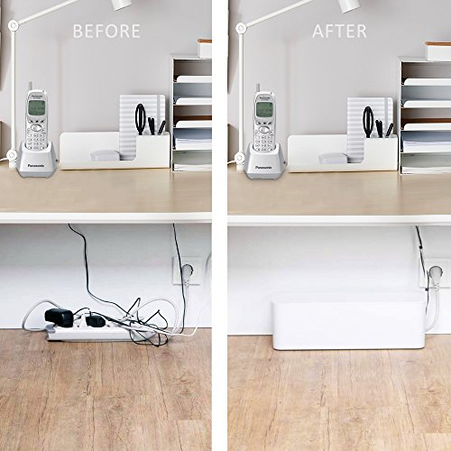 [Set of Three] Cable Management Boxes Organizer, 50 Wire Ties, Large Storage Holder for Desk, TV, Computer, USB Hub, System to Cover and Hide & Power Strips & Cords - Thumbnail 3