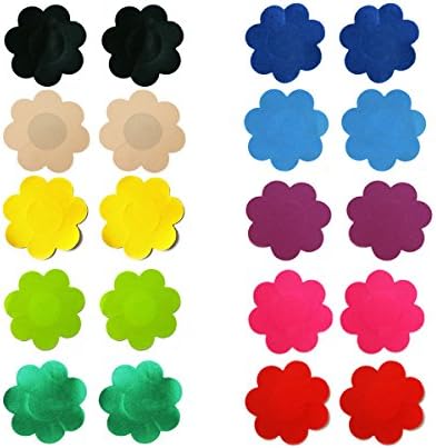 HOPES KINGDOM 10 Pairs Womens Sexy Floral Pasties Disposable Pasty Set Stain Nipple Cover Multi Design (Multicoloured)
