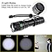 LED Flashlight, PeleusTech Water Resistant Super Bright Cree T6 powerful 3-Mode LED Zoomable aluminum alloy Flashlight Torch for Traveling Protection - Black